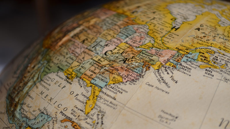 Clouse up of world map