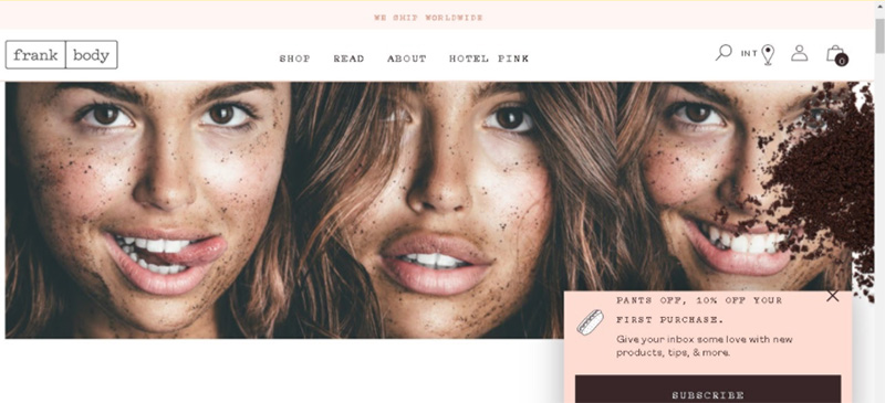 Frank Body homepage
