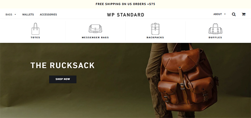 WP Standard homepage