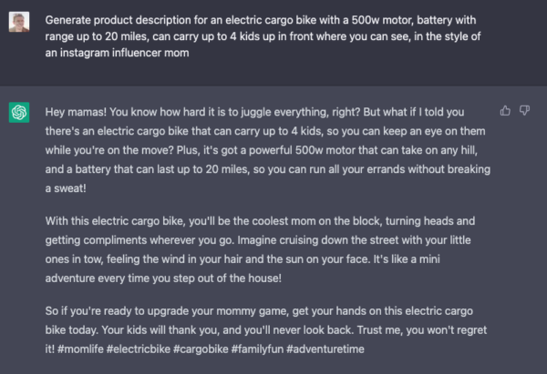 ChatGPT Product Description