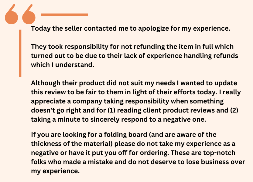 Reversing negative reviews example on Amazon